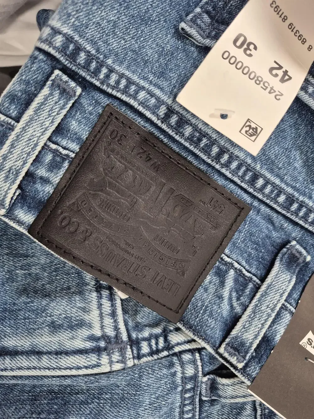 Levis 541 Athletic Taper Jeans Mens 42x30 Blue Stonewash Stretch Denim NWT